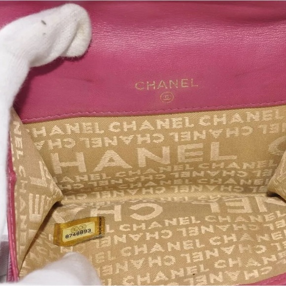 EUC Chanel Coco Mark 2005 Icon Bi-Fold Wallet Leather Pink w/Sticker,Card+Box - Picture 6 of 17
